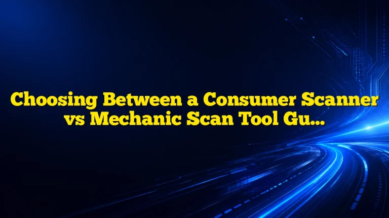 Choosing Between a Consumer Scanner vs Mechanic Scan Tool Guide