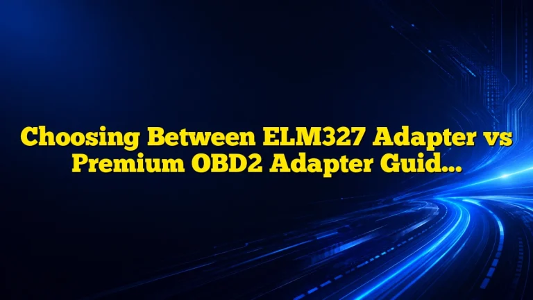 Choosing Between ELM327 Adapter vs Premium OBD2 Adapter Guide