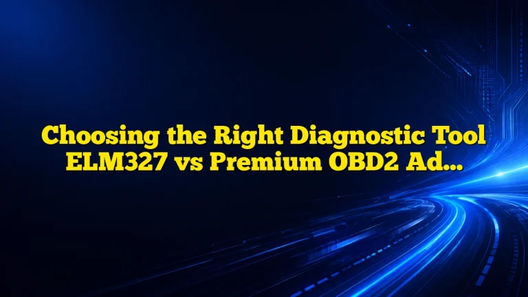 Choosing the Right Diagnostic Tool ELM327 vs Premium OBD2 Adapter