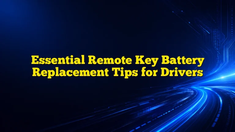 Essential Remote Key Battery Replacement Tips for Drivers