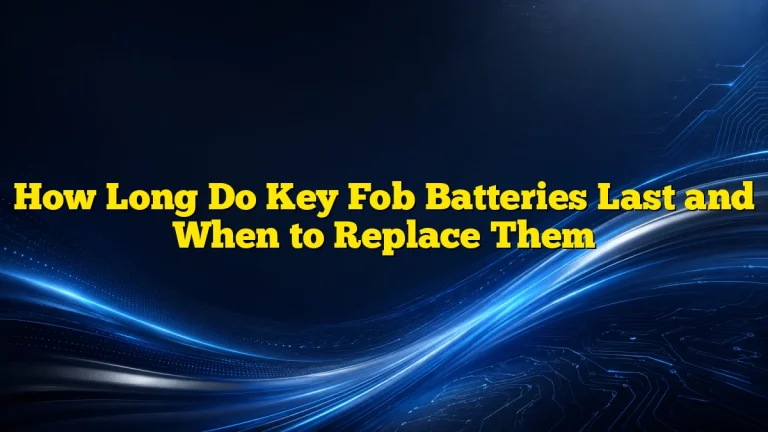 How Long Do Key Fob Batteries Last and When to Replace Them