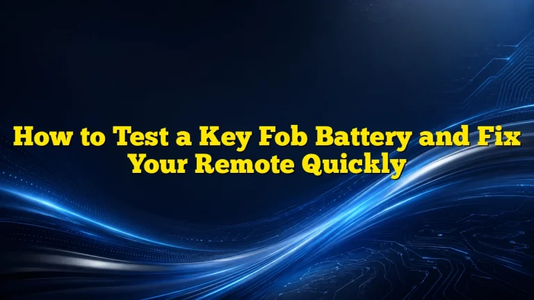 How to Test a Key Fob Battery and Fix Your Remote Quickly