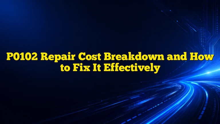 P0102 Repair Cost Breakdown and How to Fix It Effectively