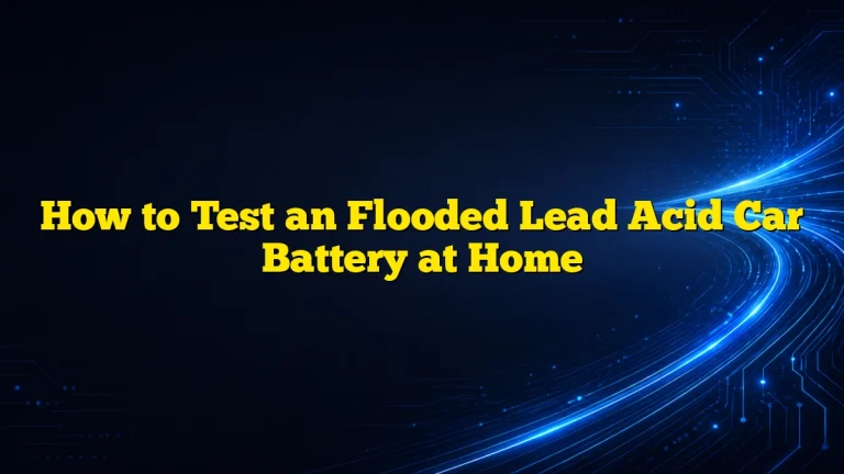 How to Test an Flooded Lead Acid Car Battery at Home