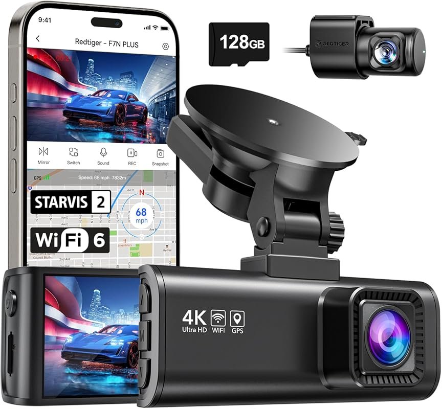 REDTIGER F7NP 4K Dash Cam Front Rear with STARVIS 2, GPS, 5.8GHz WiFi,