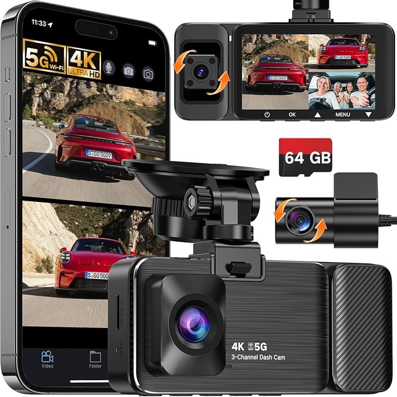 WECOOL 4K 3-Channel Dash Cam