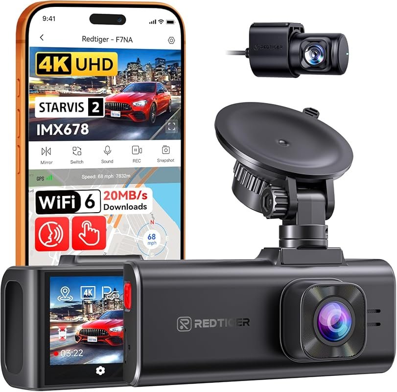 REDTIGER F7NA 4K Dual Dash Cam with STARVIS 2, GPS, Voice Control